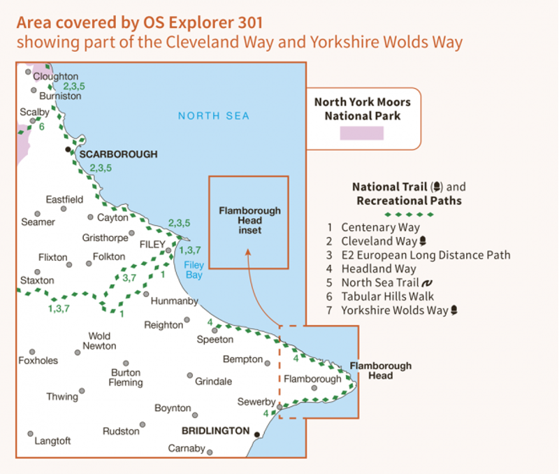 OS Explorer Map 301 - Scarborough Bridlington and Flamborough Head-2